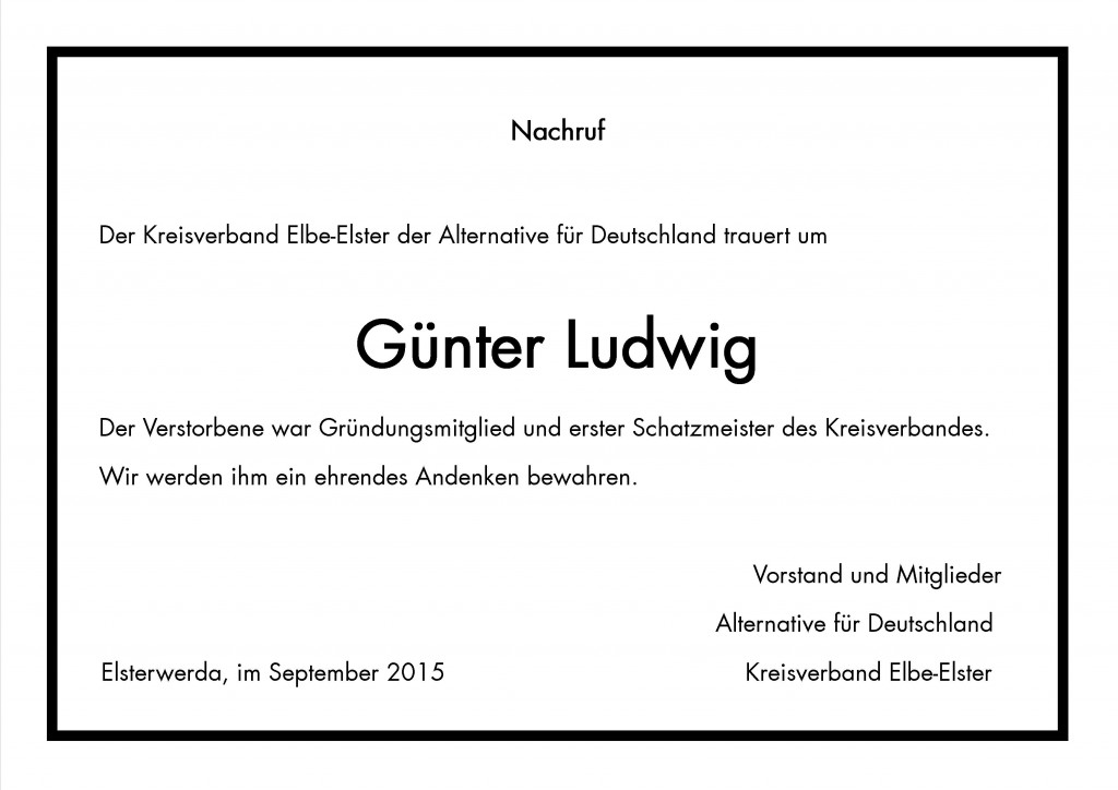 Nachruf Günter Ludwig